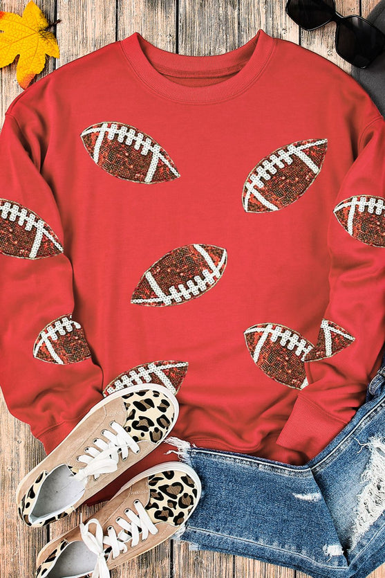 Sequin Football Patch Sweatshirt