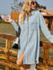 Button Up Collared Neck Raw Hem Denim Dress