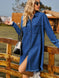 Button Up Collared Neck Raw Hem Denim Dress