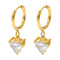 18K gold plated Stainless steel CZ Heart dangle earrings