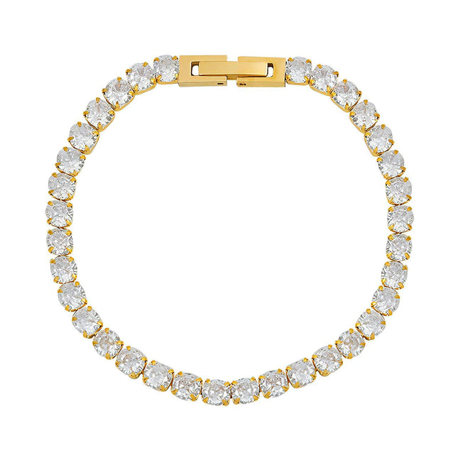 18K gold plated Stainless steel CZ tennis bracelet