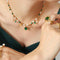 18K gold plated Stainless steel necklace Baroque pearl and green beads