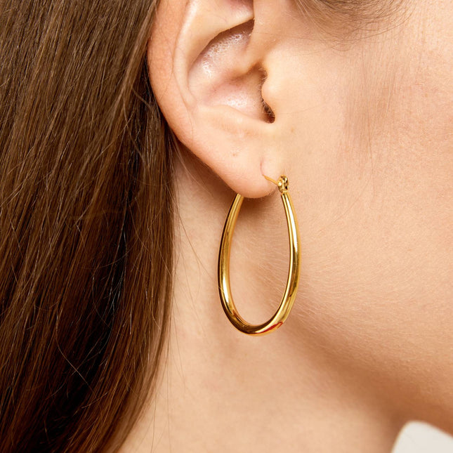 18K gold plated Stainless steel earrings U shaped hoops