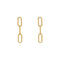 18K gold plated Stainless steel earrings 3 loop rounded paper clip design