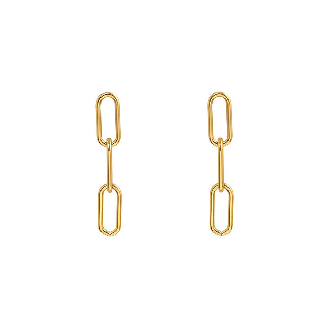 18K gold plated Stainless steel earrings 3 loop rounded paper clip design