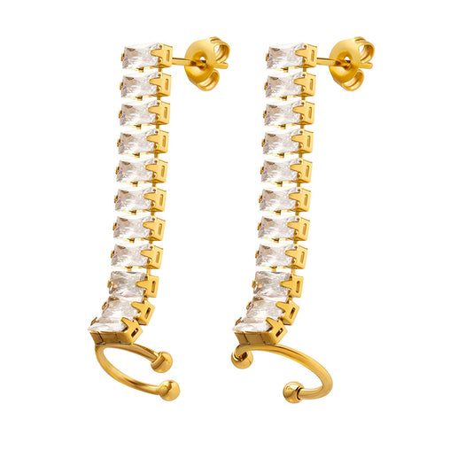 18K gold plated Stainless steel earrings CZ ear cuff