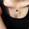 18K gold plated Stainless steel oval green CZ necklace