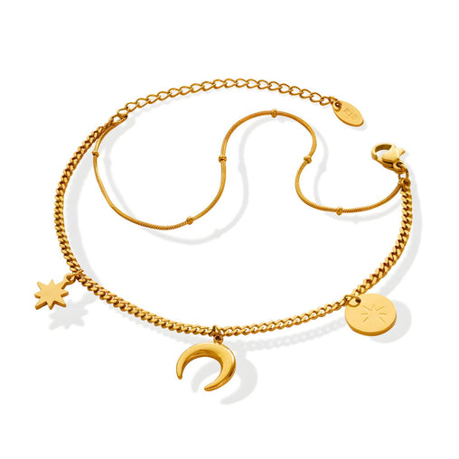 18K gold plated Stainless steel  Moon and stars bracelet