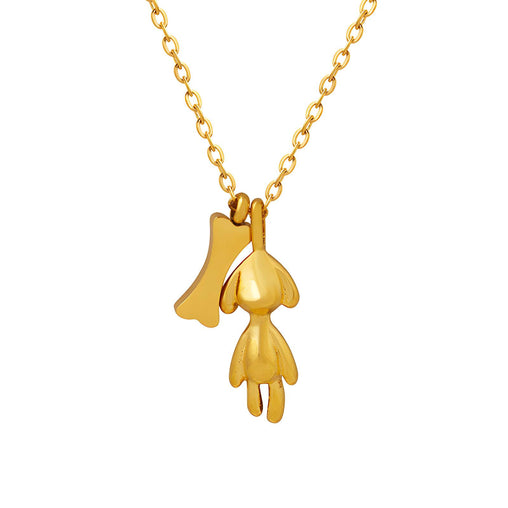 18K gold plated Stainless steel  Puppy and bone necklace