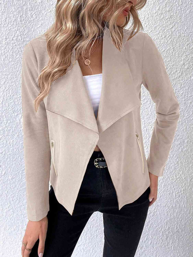 Collared Neck Long Sleeve Jacket